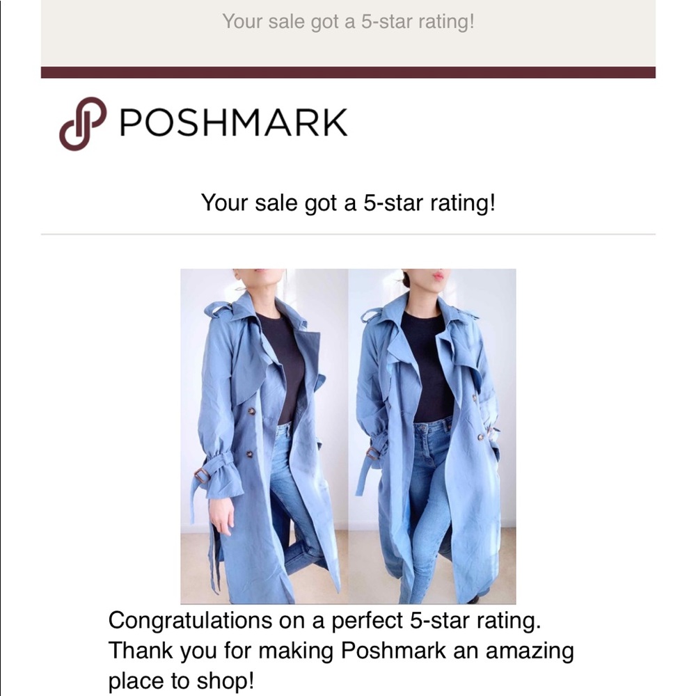 Last 1 Metal Blue Trench Coat - Picture 7 of 7